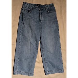 Lee Women's Mid Rise Wide Leg Cropped Denim Jeans Size 10 Blue Y2K Style
